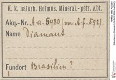 Etiketten zu Diamant (NHMW-MIN-Aa5980)